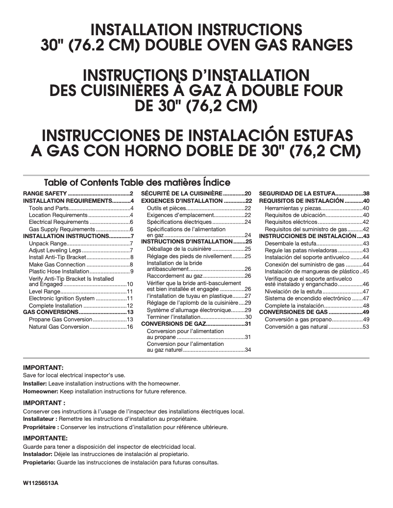 First page image of the manual for WGG745S0FS