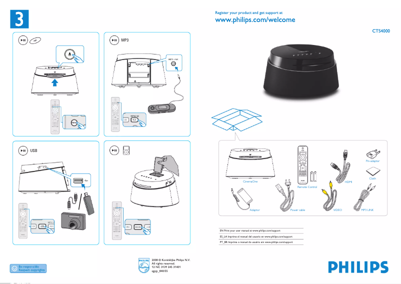 Page 1 of the manual Quick Start Guide Philips CTS4000