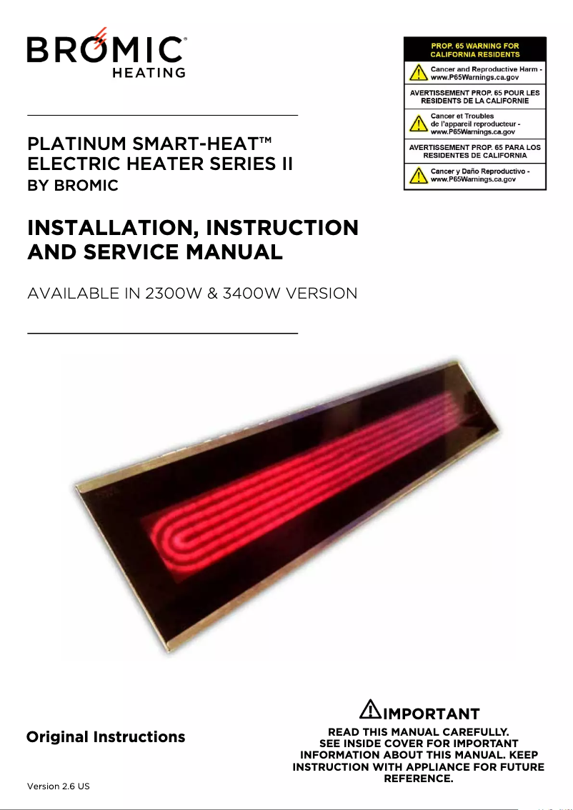 First page image of the manual for Platinum Smart-Heat BH0320007