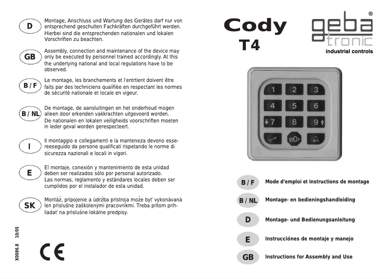 Page 1 of the manual User Manual Geba Tronic Cody T4