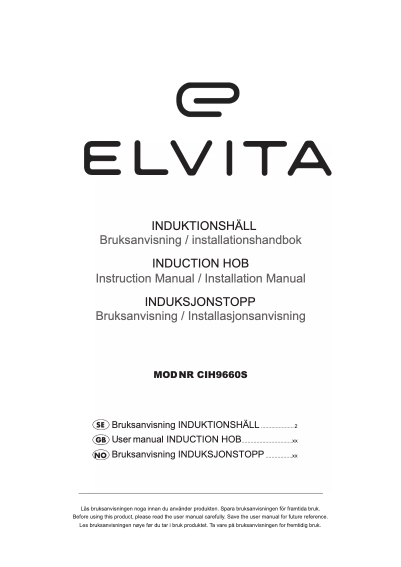 Page 1 of the manual User Manual Elvita CIH9660S