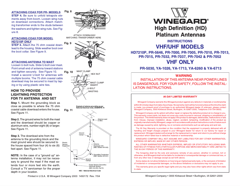 Page 1 of the manual User Manual Winegard Prostar PR-5646