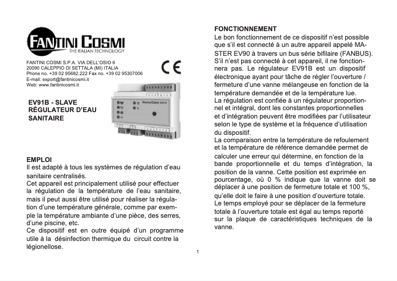 First page image of the manual for EV91B