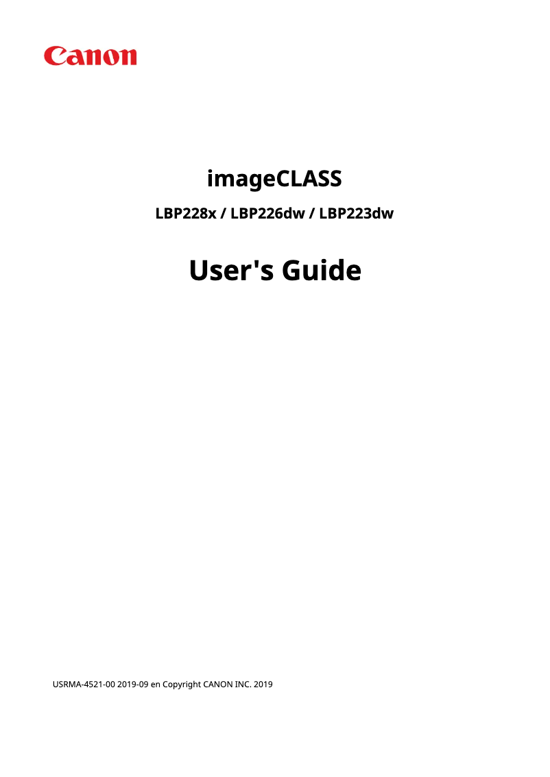 Page 1 of the manual User Manual Canon imageCLASS LBP228x