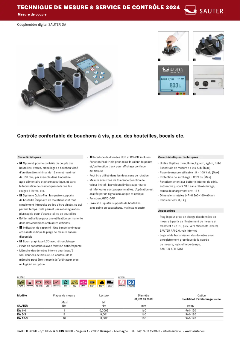 Page 1 of the manual Brochure Kern DA 10-3