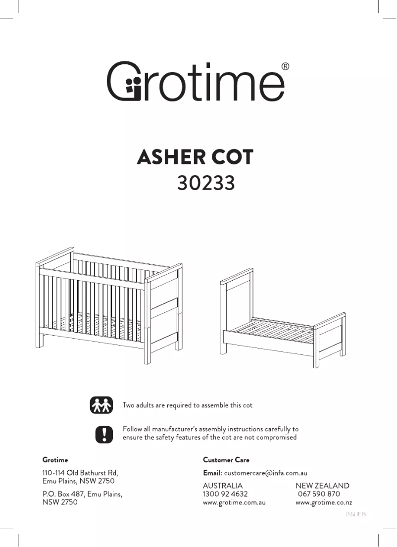 Page 1 of the manual User Manual Grotime Asher Cot