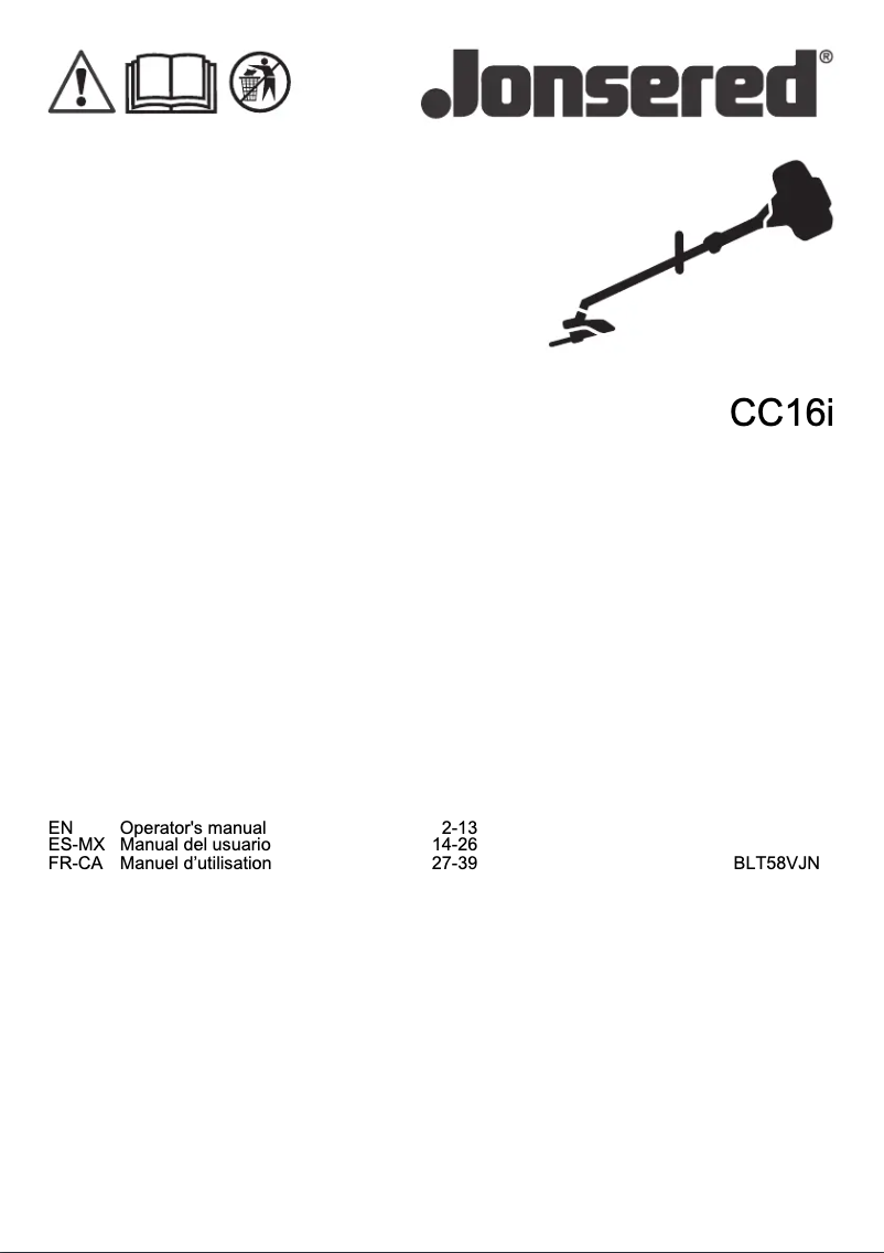 Page 1 of the manual User Manual Jonsered CC16i