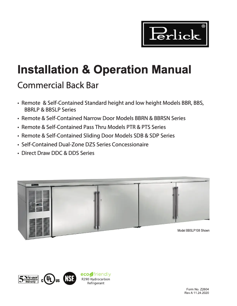 Page 1 of the manual User Manual Perlick HB24RS4