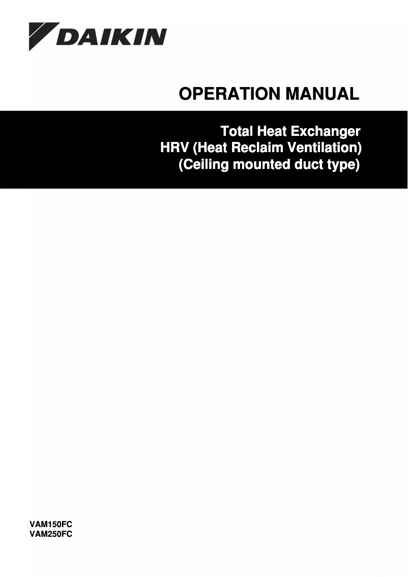 First page image of the manual for VAM150FCVE9