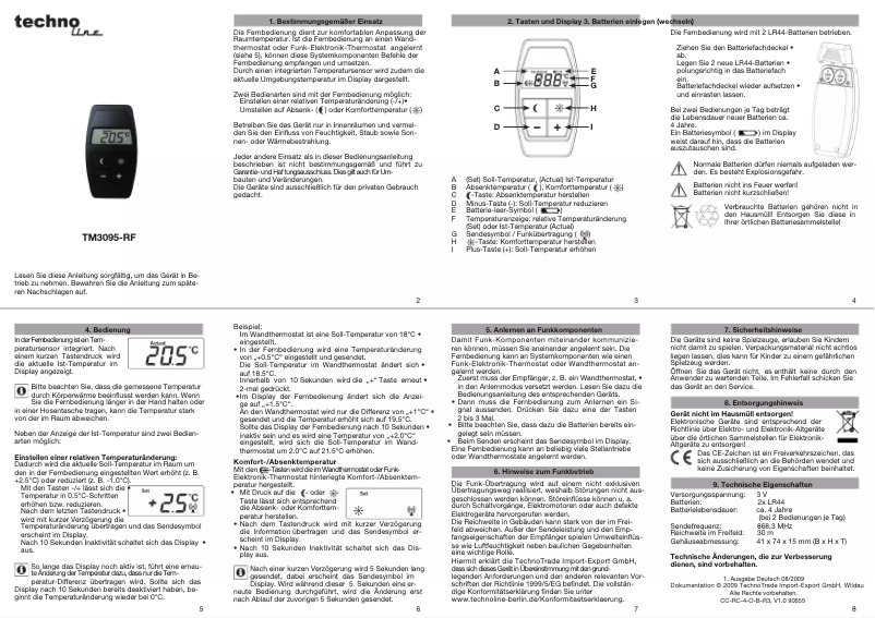 Page 1 of the manual User Manual Techno Line TM 3095-RF
