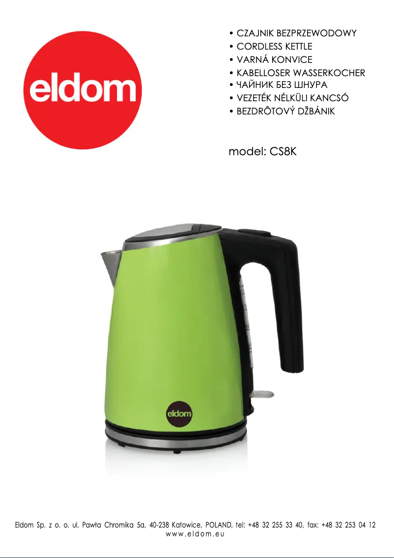 Page 1 of the manual User Manual Eldom CS8K