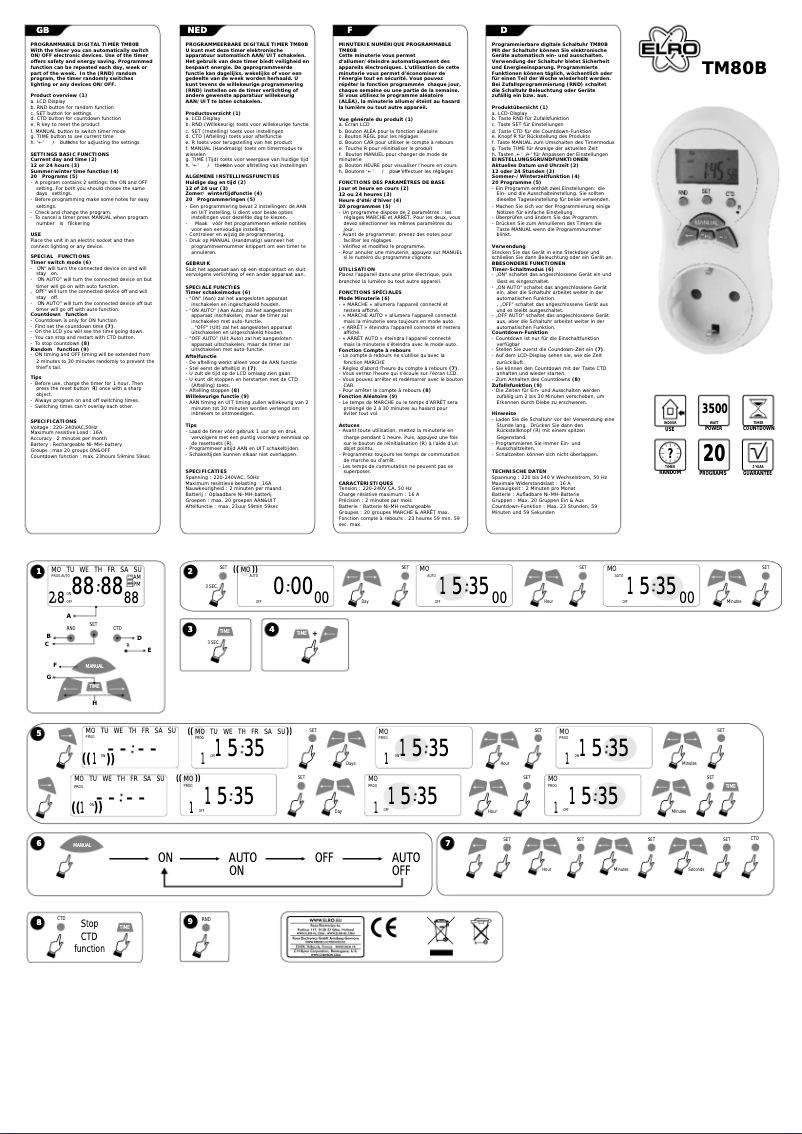 Page 1 of the manual User Manual Elro TM80B