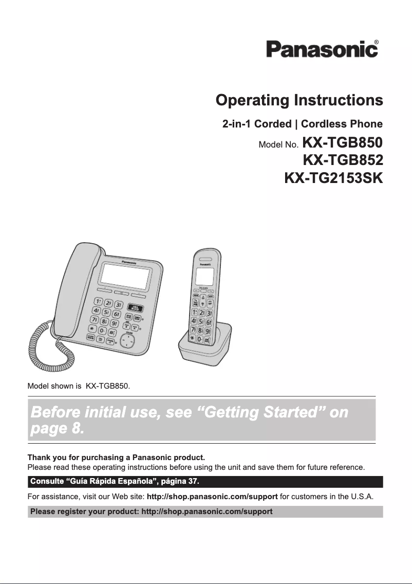 Page 1 of the manual User Manual Panasonic KX-TG2153SK