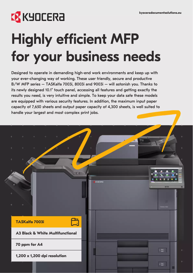 Page 1 of the manual Technical Sheet Kyocera TASKalfa 7003i