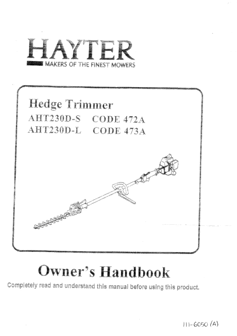 First page image of the manual for AHT230D-S