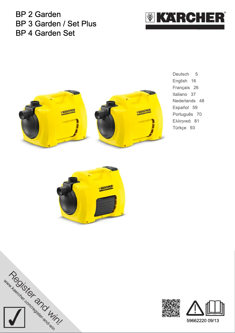 Page 1 of the manual User Manual Kärcher BP 2 Garden