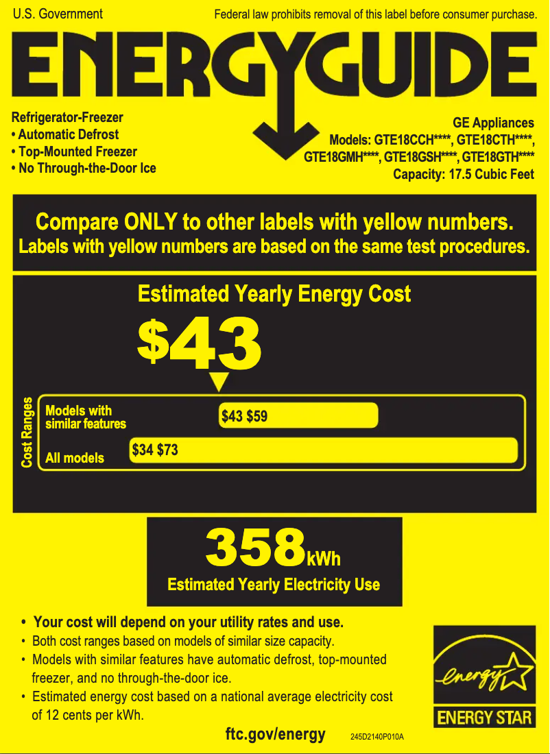 First page image of the manual for GTE18GTHCC