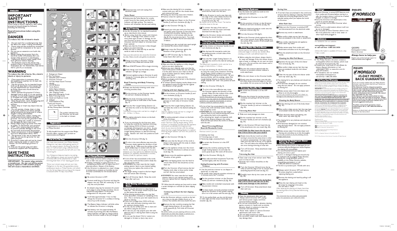 Page 1 of the manual User Manual Philips Norelco Multigroom 7500 QG3392