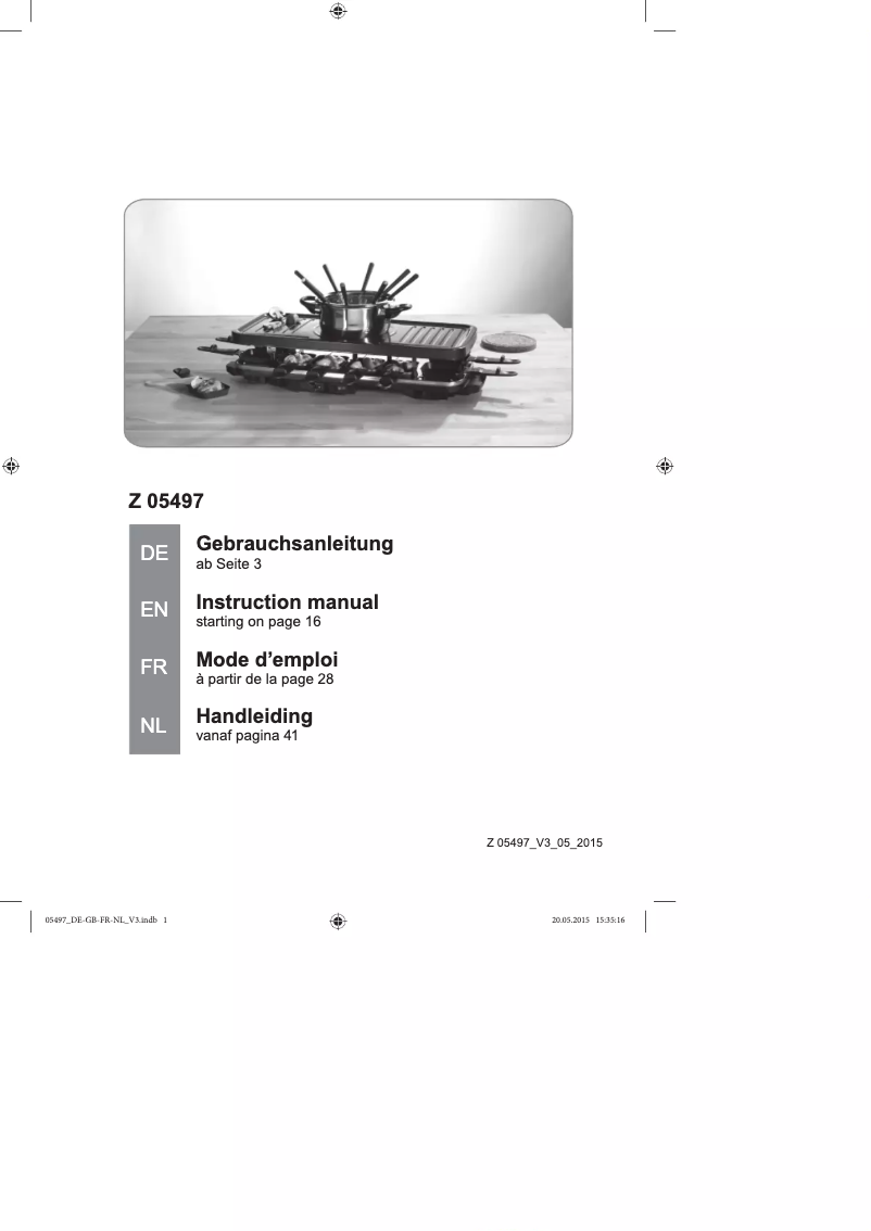 First page image of the manual for Z 05497