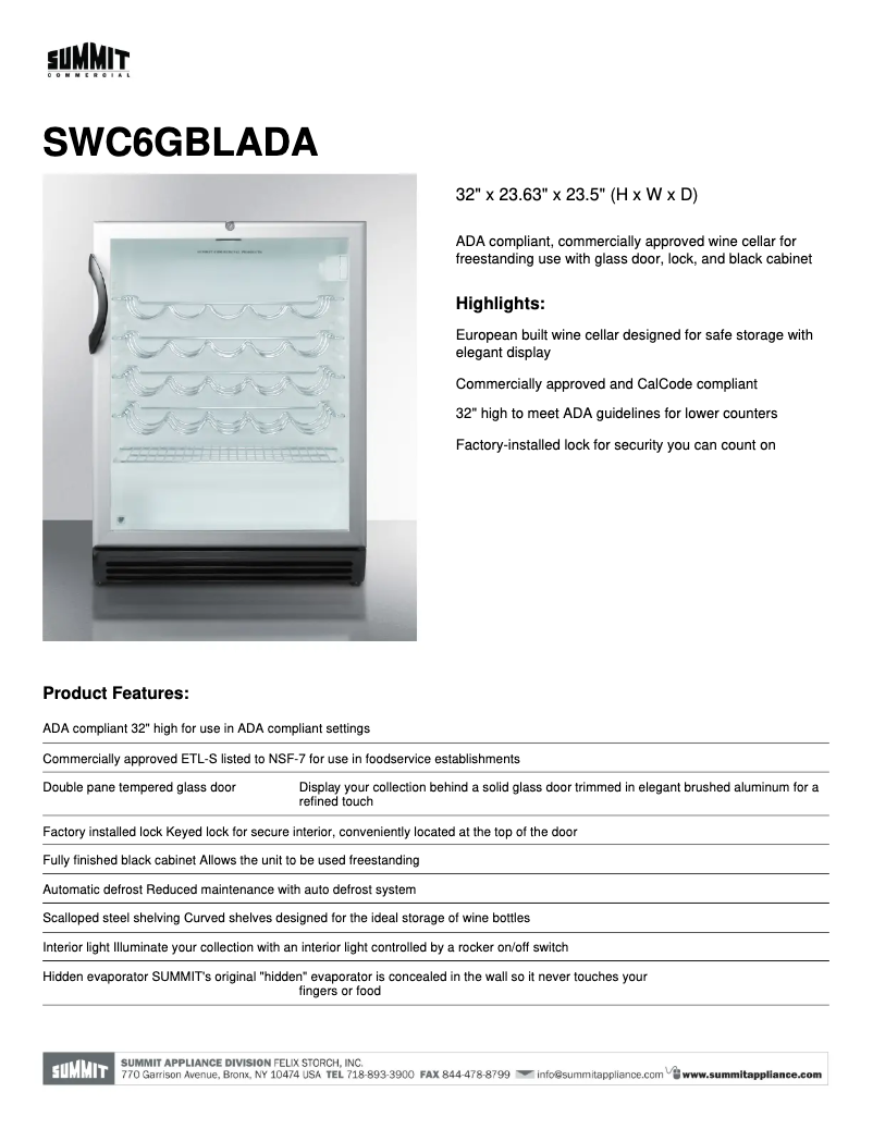 Page 1 of the manual User Manual Summit SWC6GBLADA