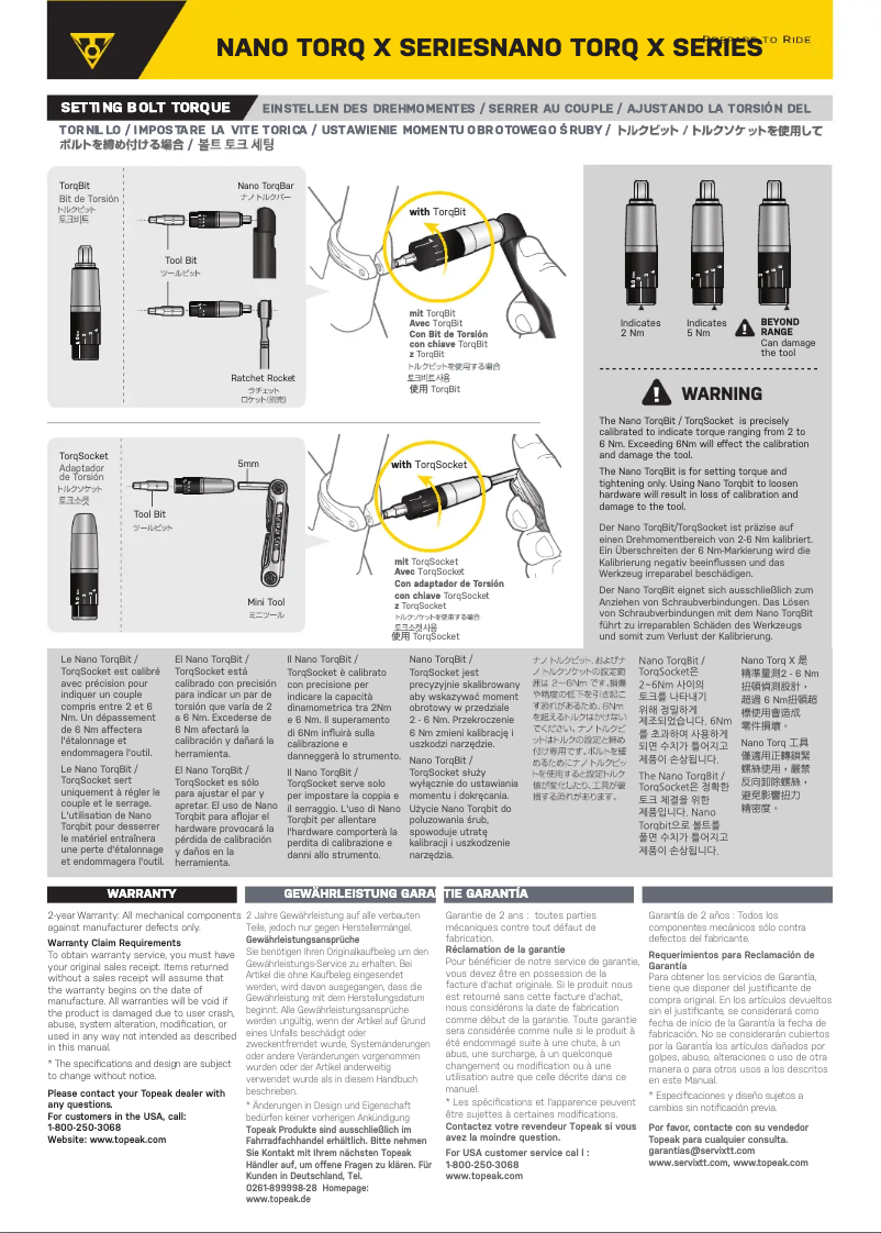 Page 1 of the manual User Manual Topeak Nano TorqBox X