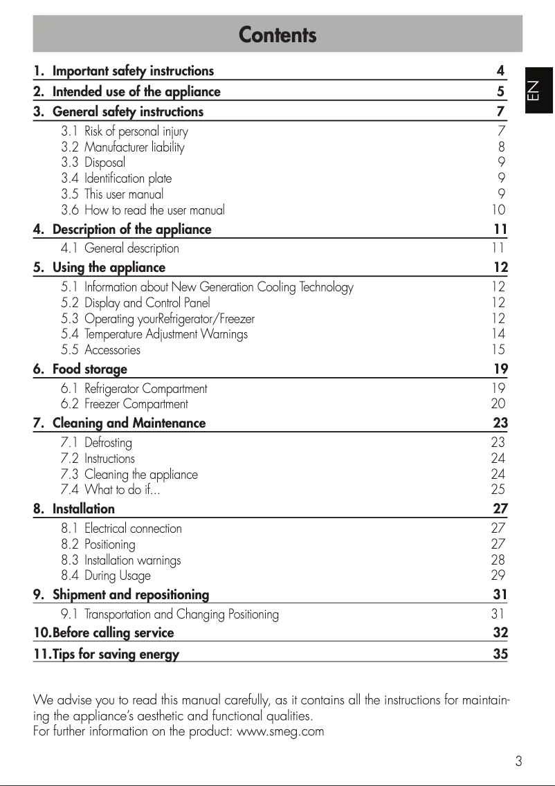 Page 1 of the manual User Manual Smeg FA490URX