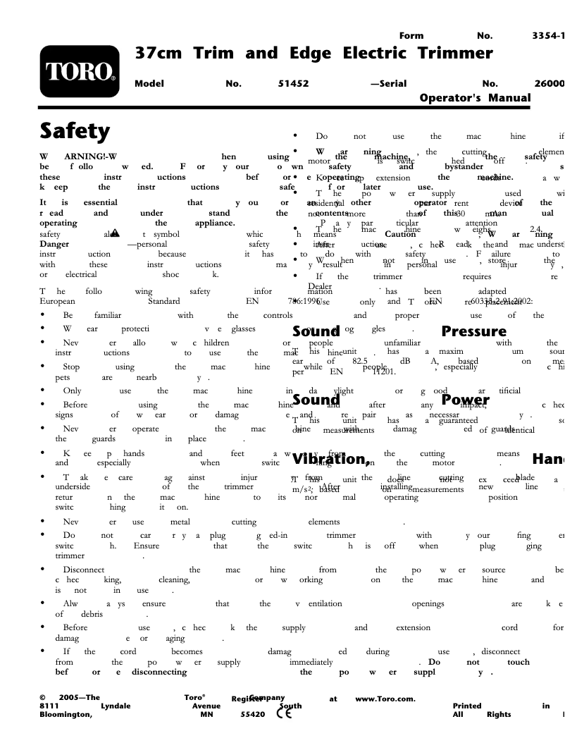 First page image of the manual for 51452