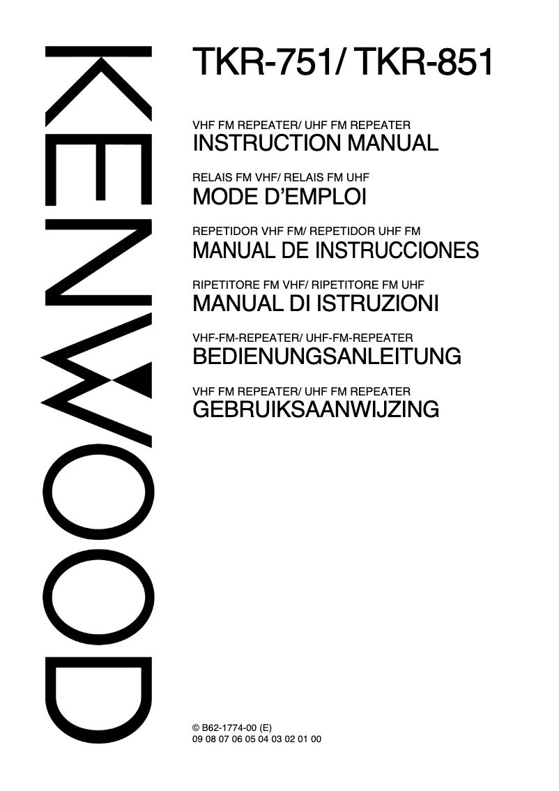 Page 1 de la notice Manuel utilisateur Kenwood TKR-751