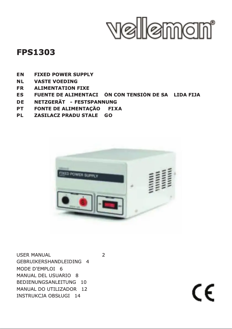 First page image of the manual for FPS1303