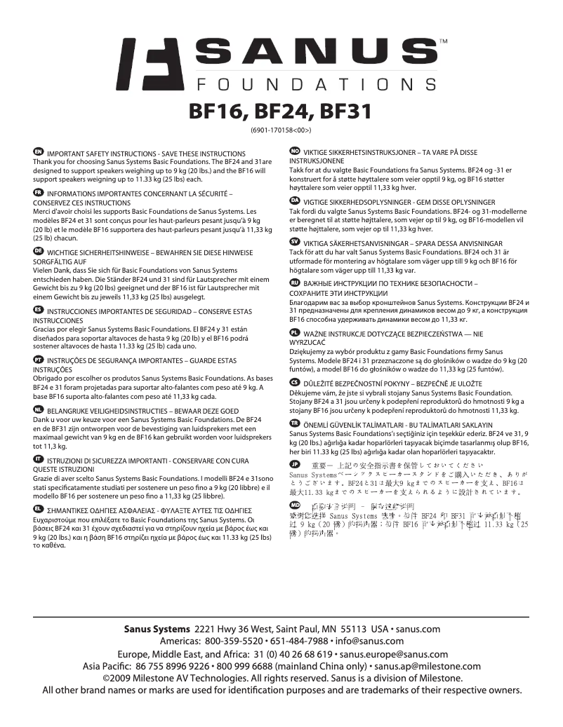 First page image of the manual for BF16