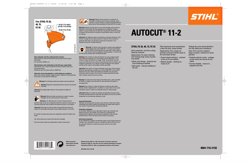 Page 1 of the manual User Manual Stihl AutoCut 11-2