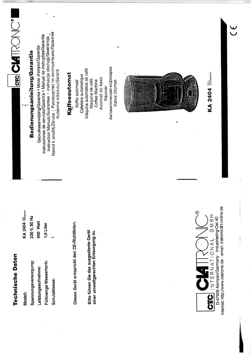 First page image of the manual for KA 2404