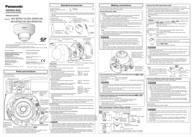 Page 1 of the manual User Manual Panasonic WV-SFR311A