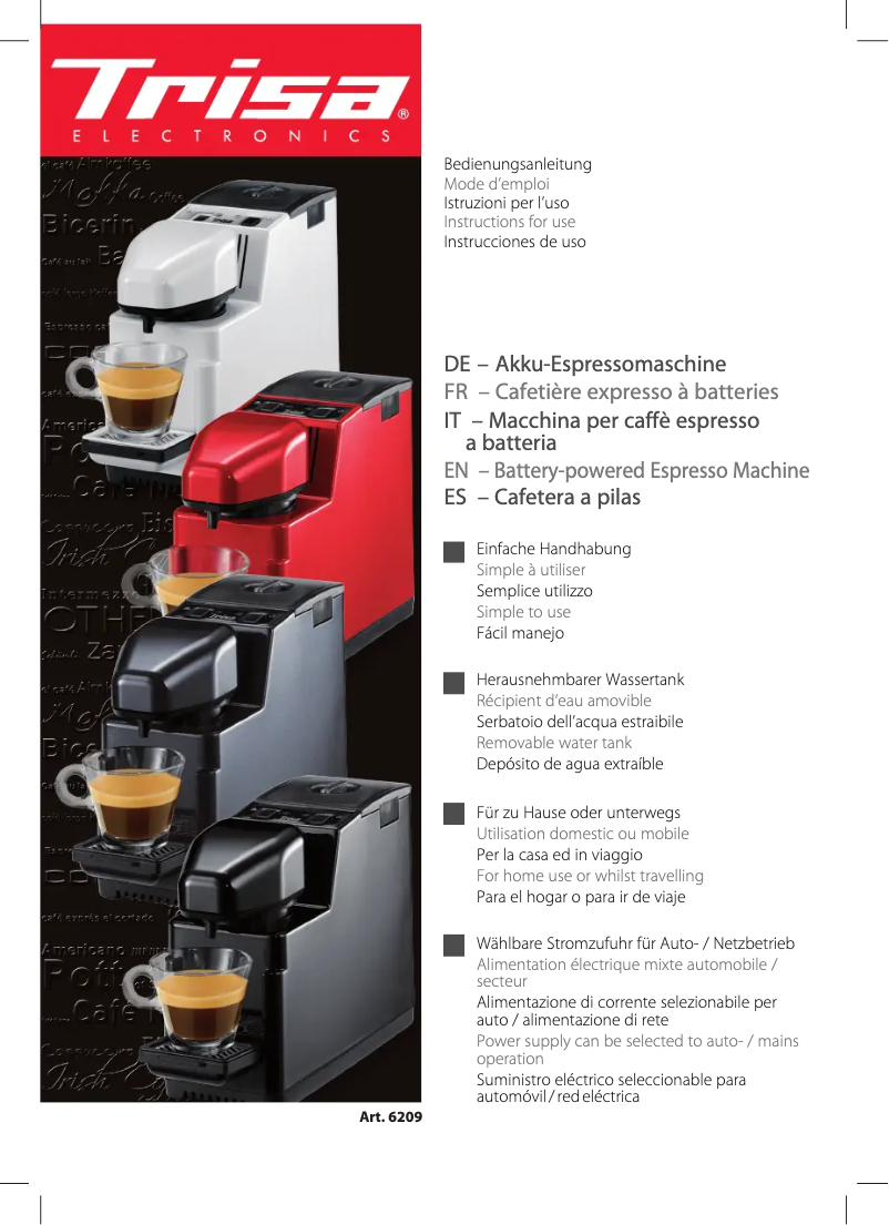 First page image of the manual for Coffee to go 6209