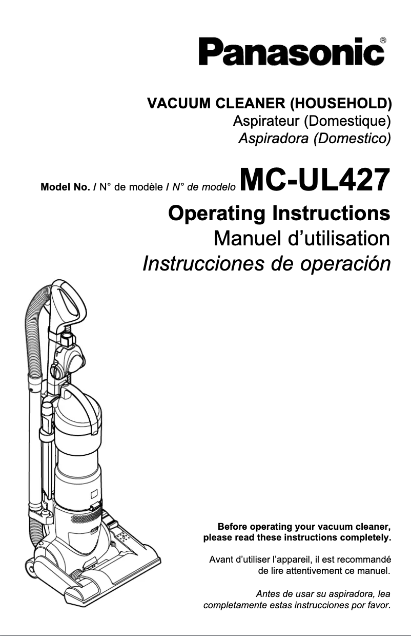 Page 1 of the manual User Manual Panasonic Jet Force MCUL427