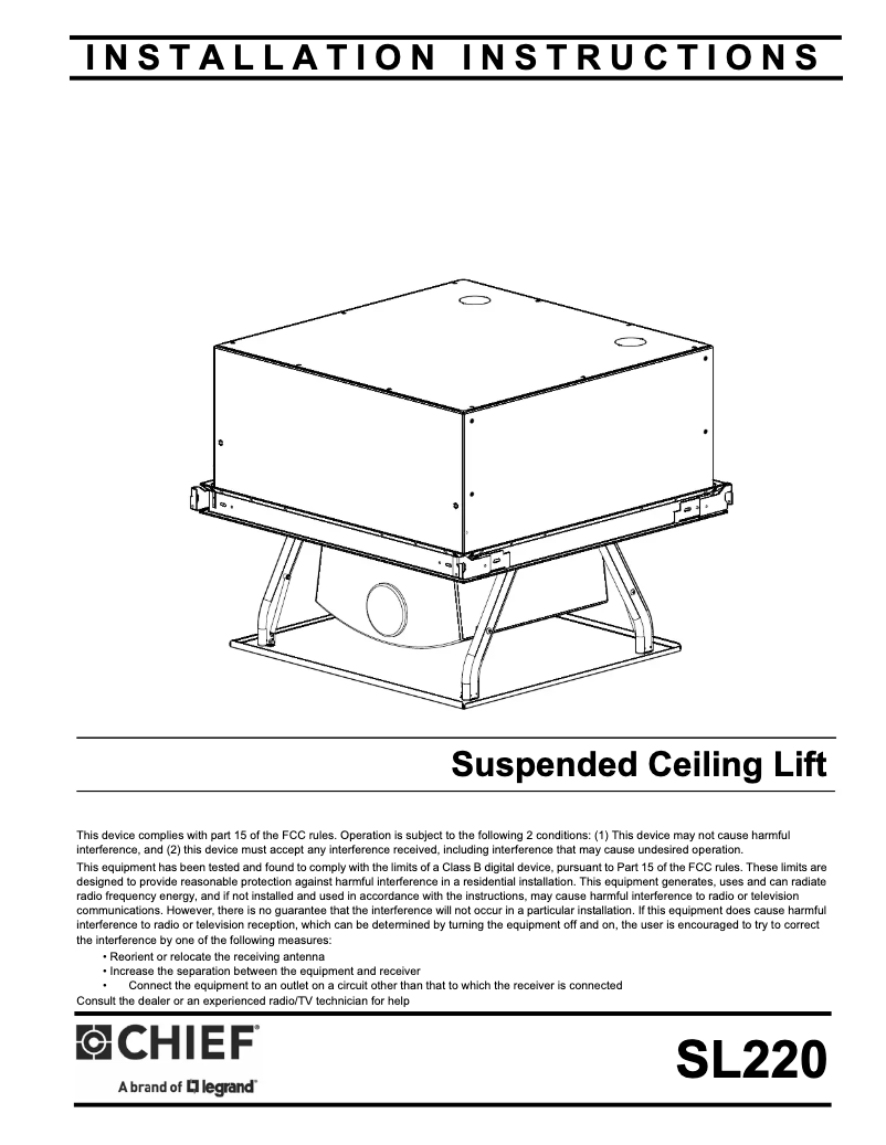 Page 1 of the manual User Manual Chief SL220