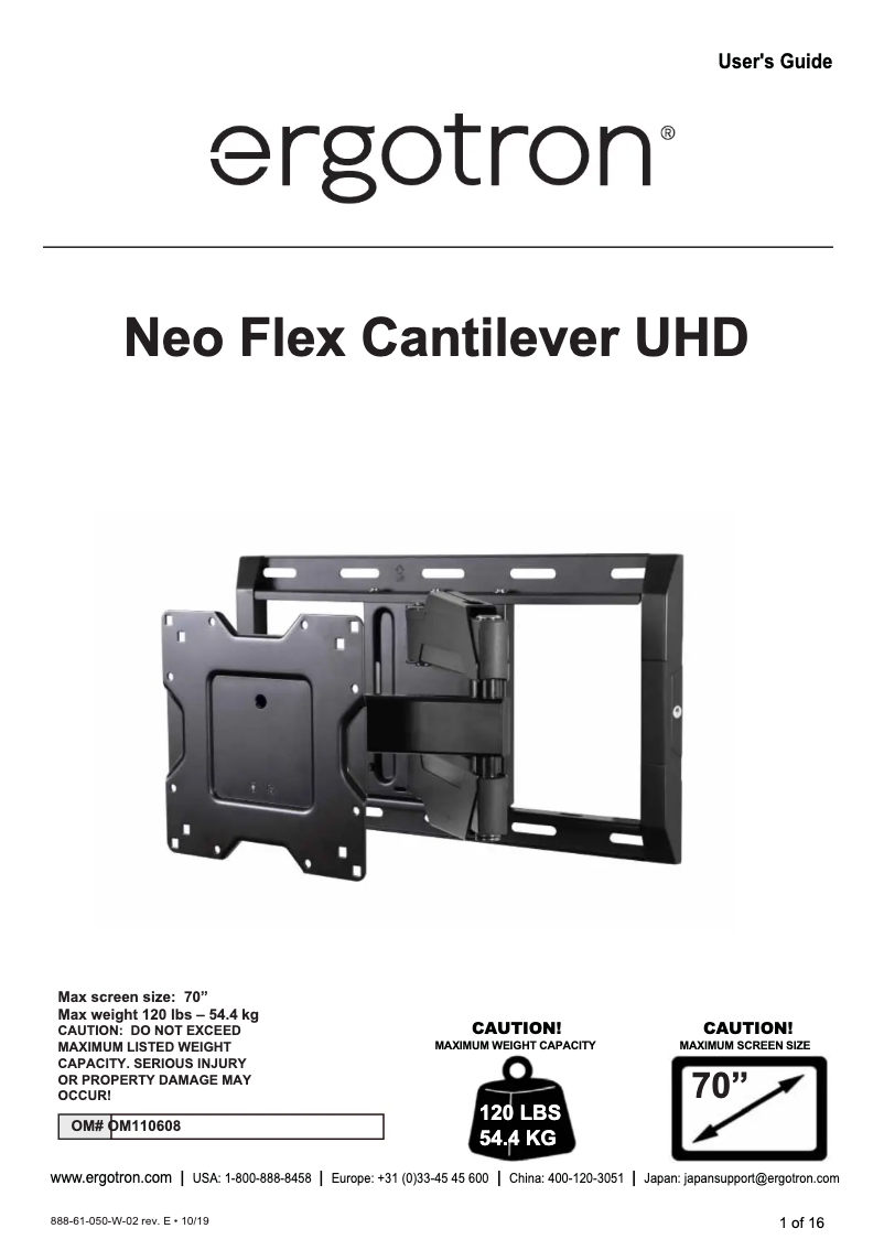 First page image of the manual for Neo-Flex Cantilever