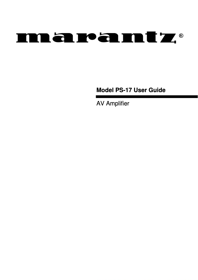 Page 1 of the manual User Manual Marantz PS-17