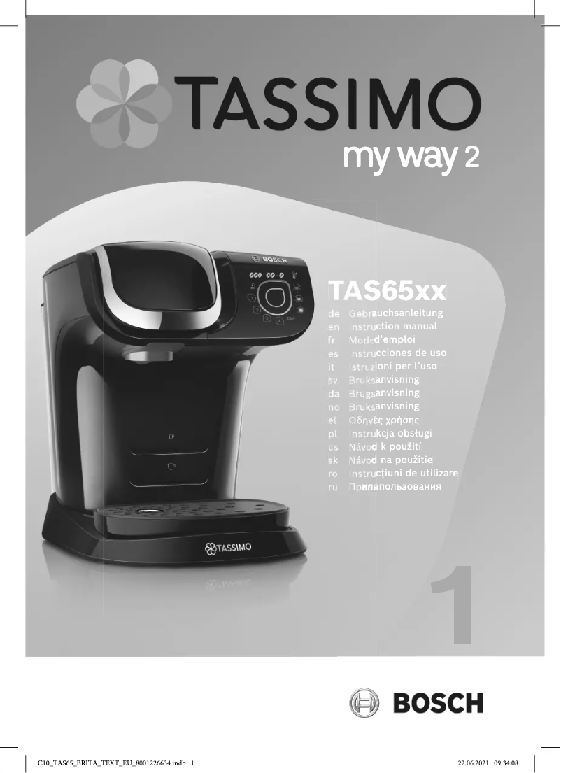 Page 1 of the manual Technical Sheet Bosch Tassimo My Way 2 TAS6502