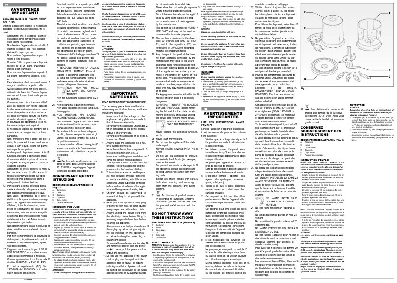 Page 1 of the manual User Manual Ariete Choppì 400 1829