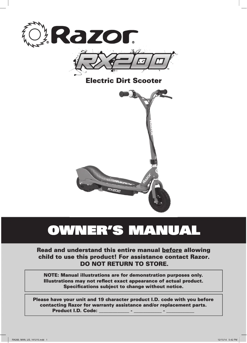 First page image of the manual for RX200
