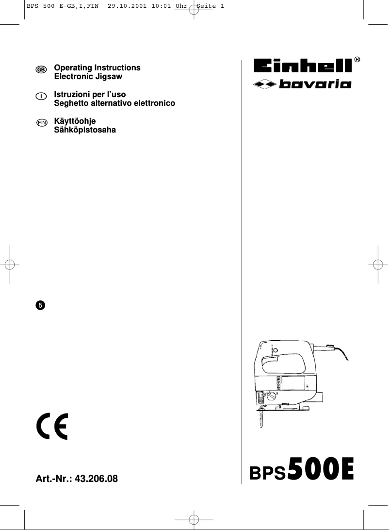 Page 1 of the manual User Manual Einhell Bavaria BPS 500 E