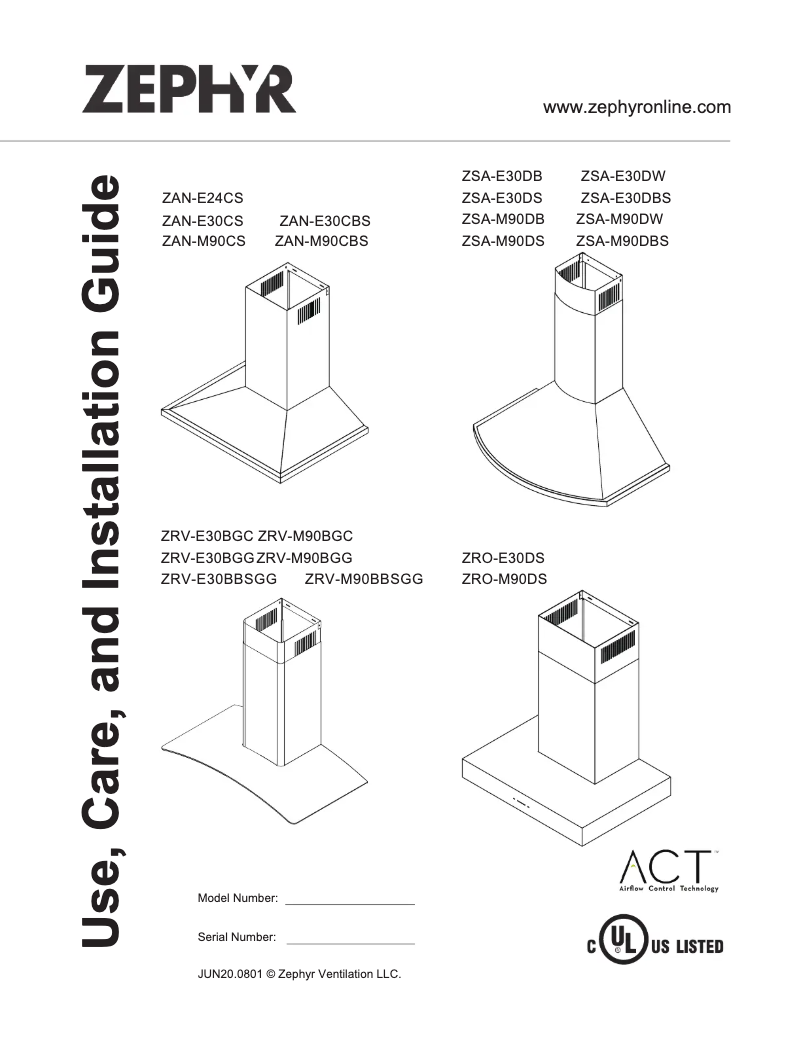 Page 1 of the manual Installation Guide Zephyr ZSA-M90DB