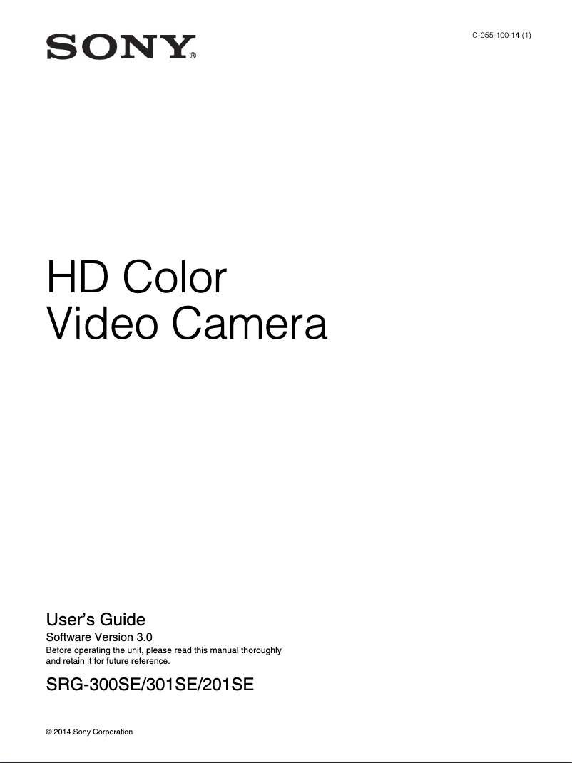 First page image of the manual for SRG-201SE