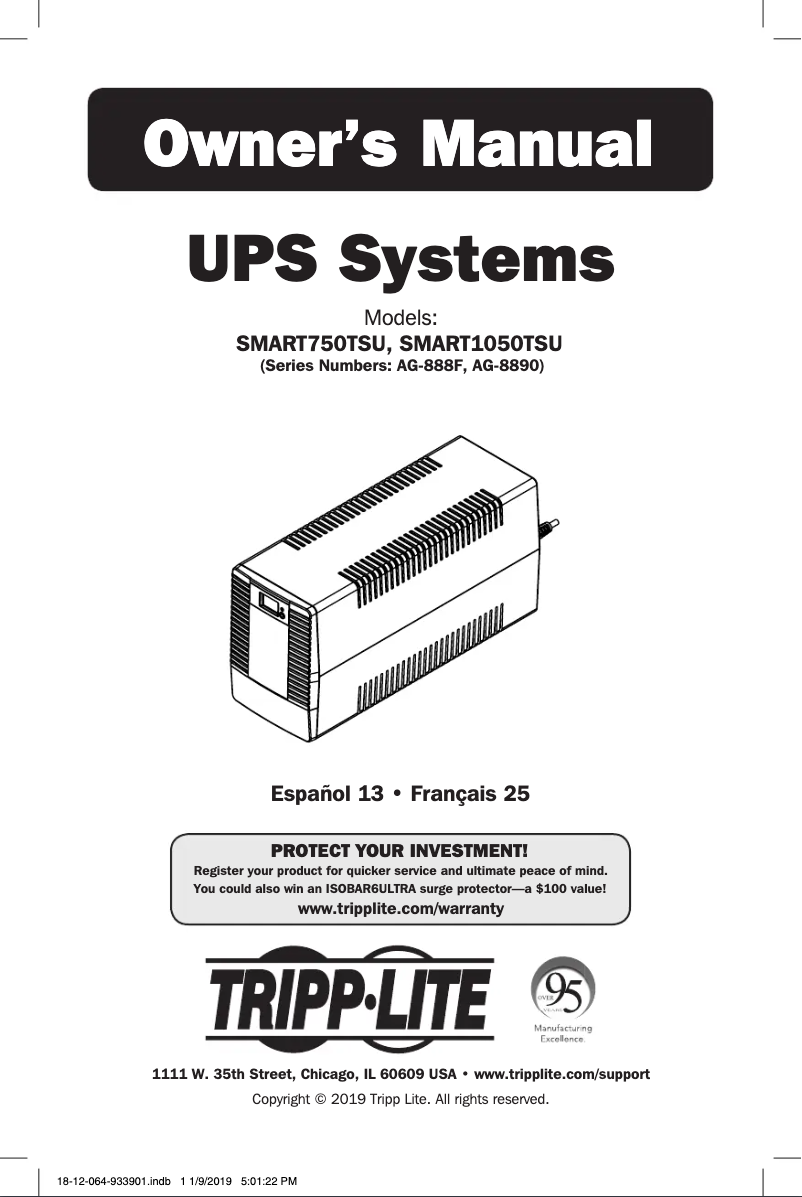 Page 1 of the manual User Manual Tripp Lite SmartPro SMART1050TSU