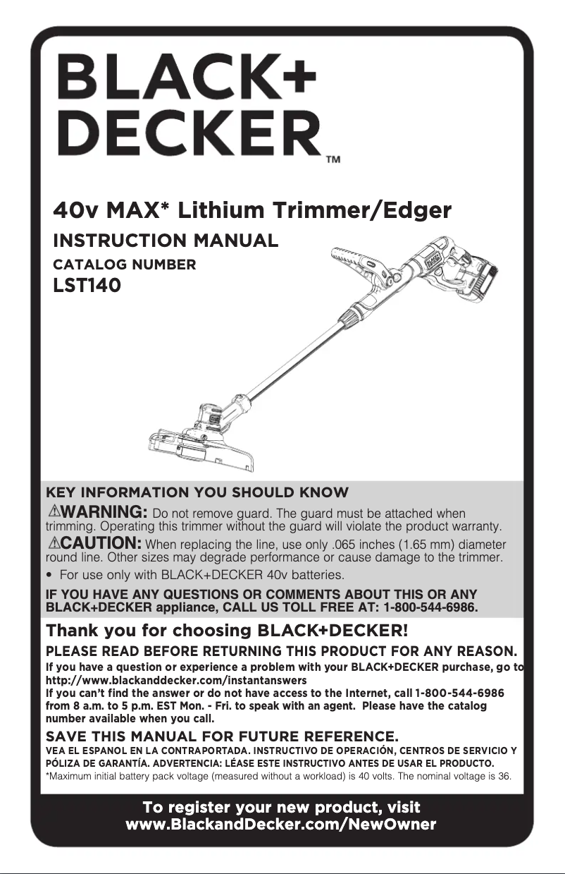 First page image of the manual for LST140C