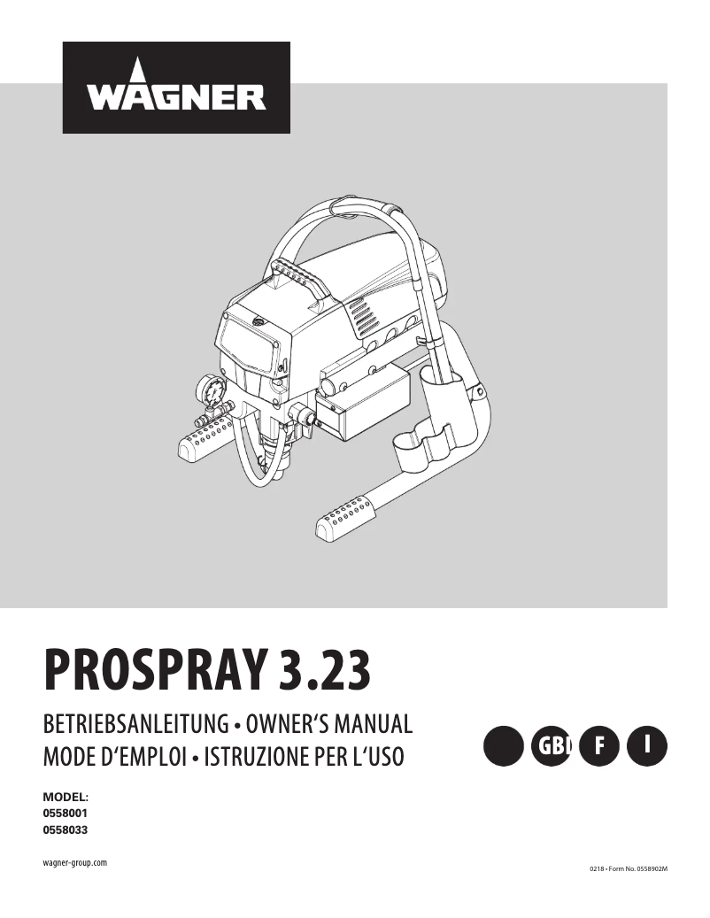 First page image of the manual for ProSpray 3.23