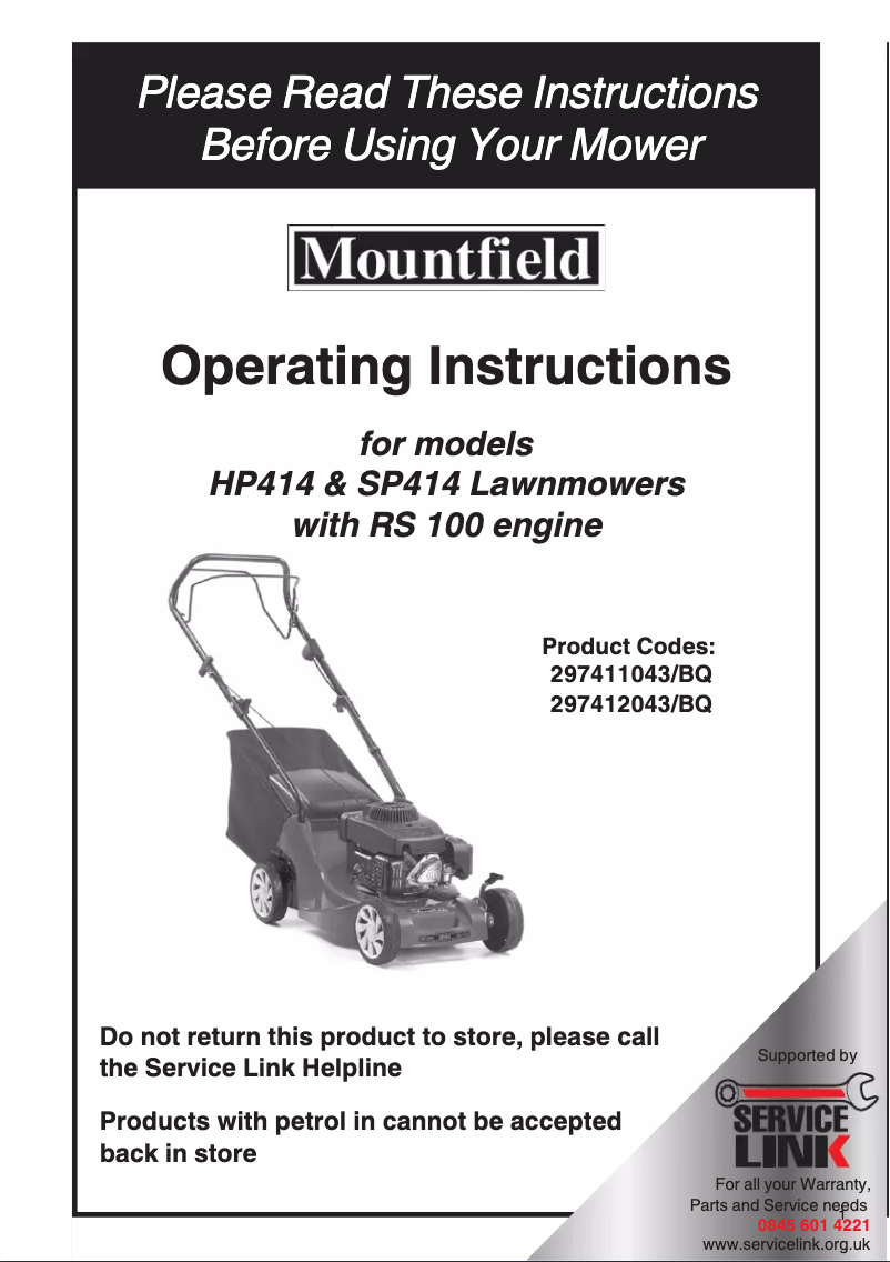 Page 1 of the manual User Manual Mountfield SP414