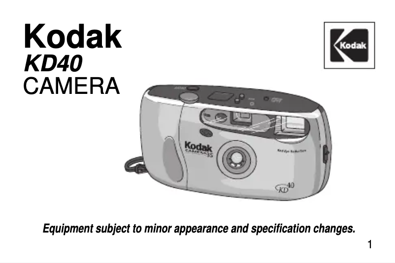 Page 1 of the manual User Manual Kodak KD40