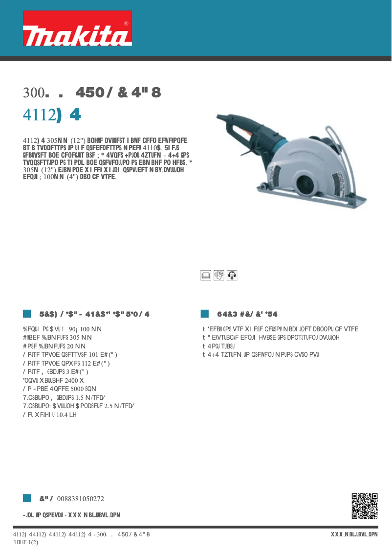 Page 1 of the manual Technical Sheet Makita 4112HS